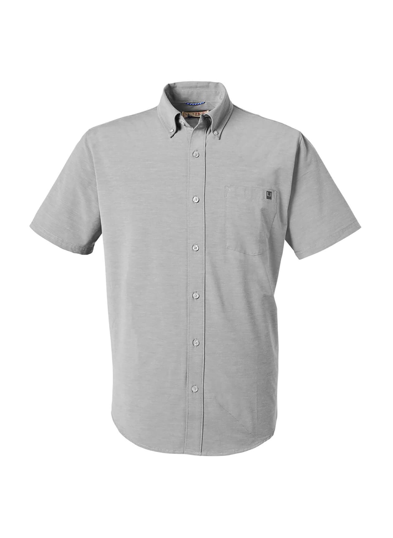 HUK Men's Kona Solid Short-Sleeve Shirt - Light Grey LG