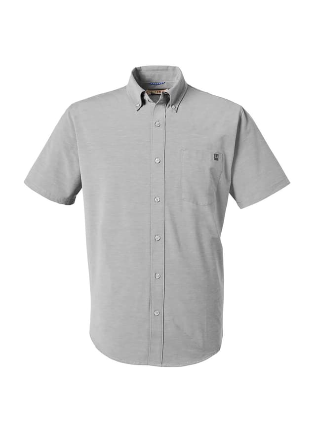 HUK Men's Kona Solid Short-Sleeve Shirt - Light Grey LG