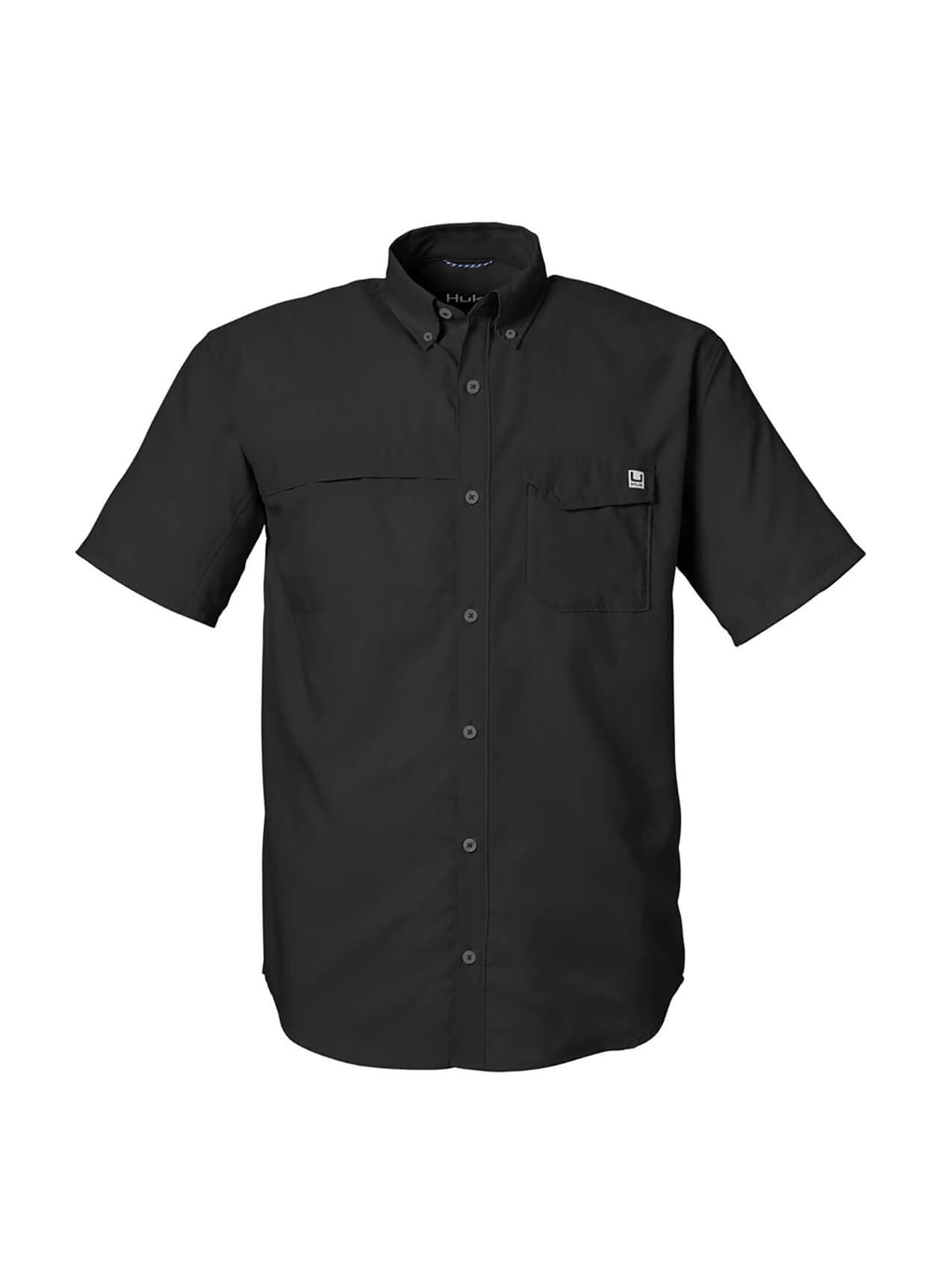 HUK Men's Tide Point Short Sleeve Shirt - Black 3XL
