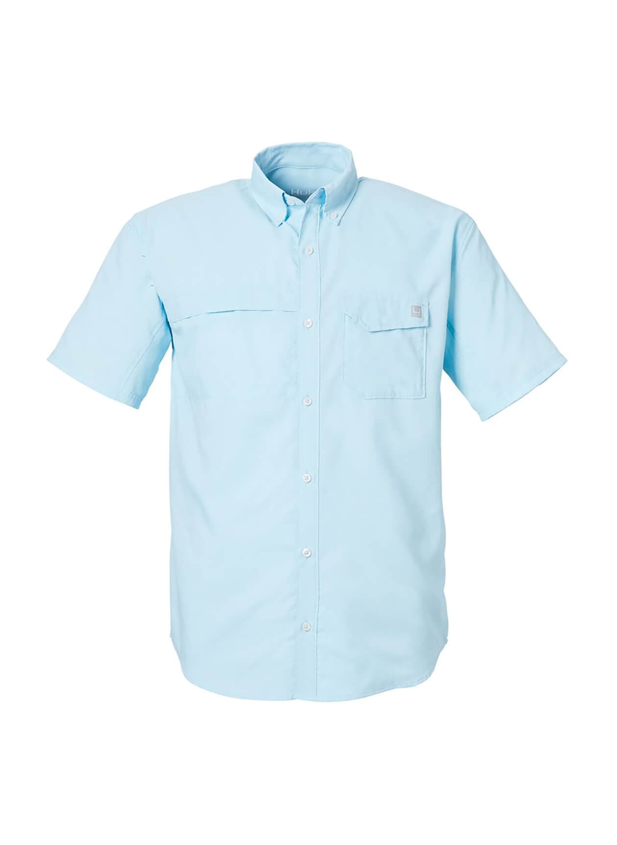 HUK Men's Tide Point Short Sleeve Shirt - Cyan 3XL
