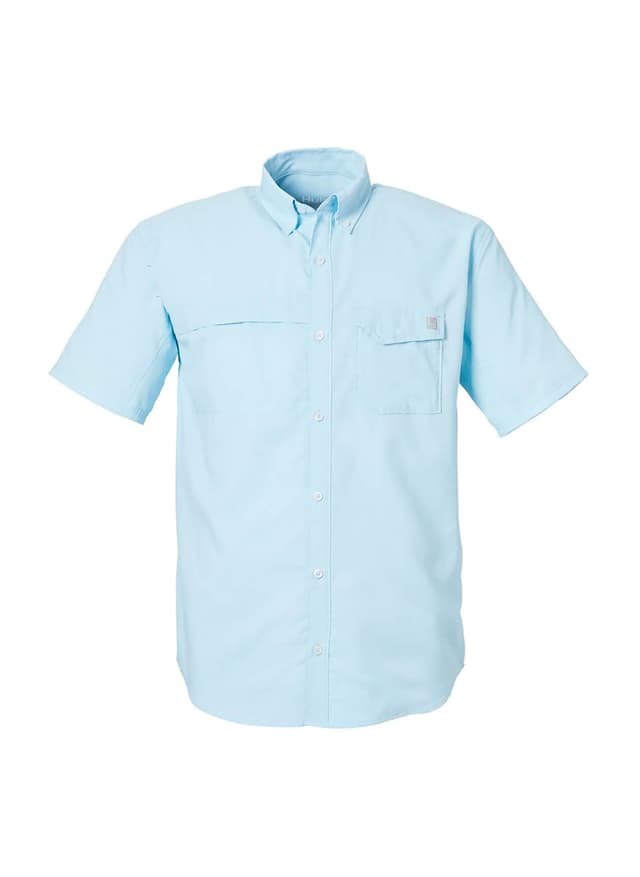 HUK Men's Tide Point Short Sleeve Shirt - Cyan 3XL