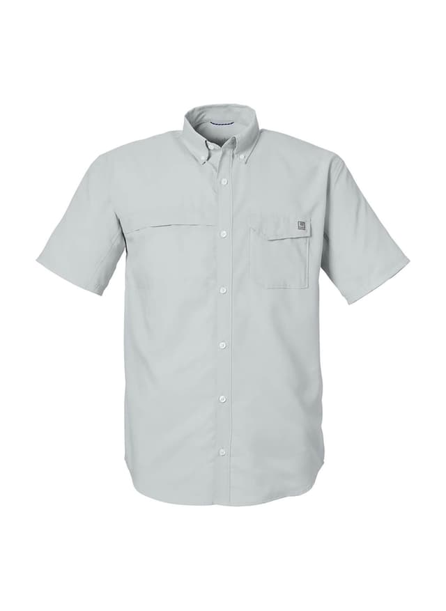 HUK Men's Tide Point Short Sleeve Shirt - Light Grey,Dark Grey 3XL