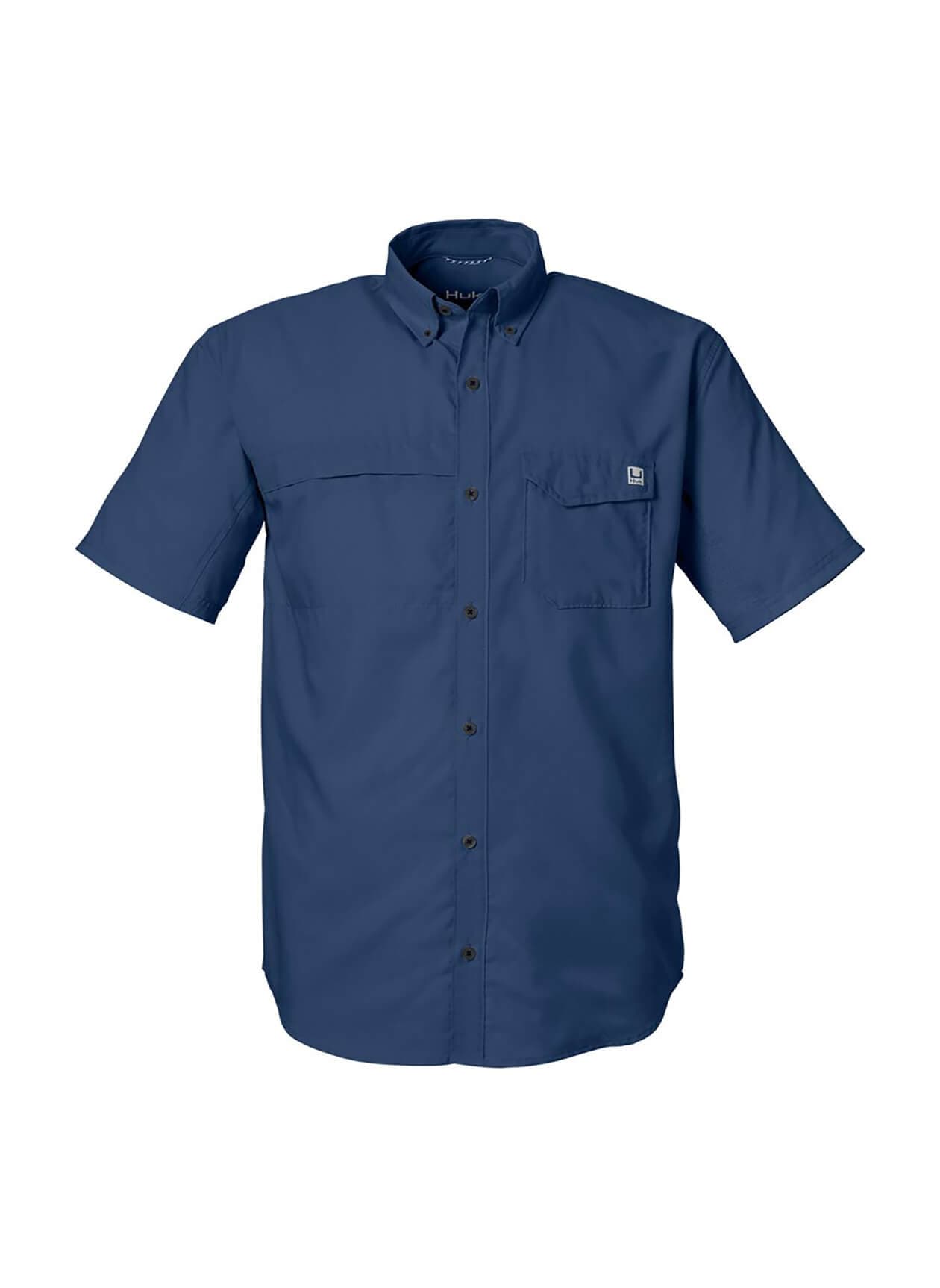 HUK Men's Tide Point Short Sleeve Shirt - Blue,Navy 3XL