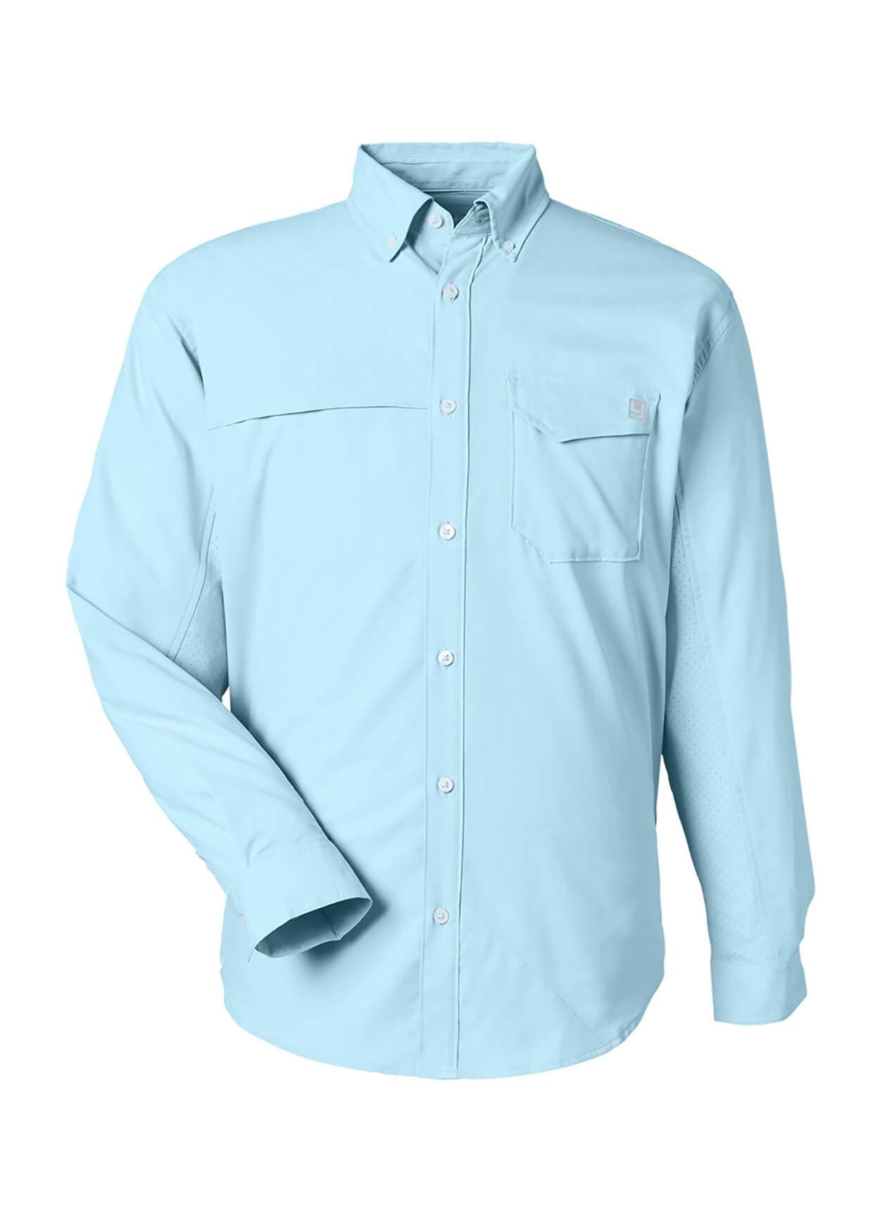 HUK Men's Tide Point Pocket Fishing Shirt - Cyan 3XL