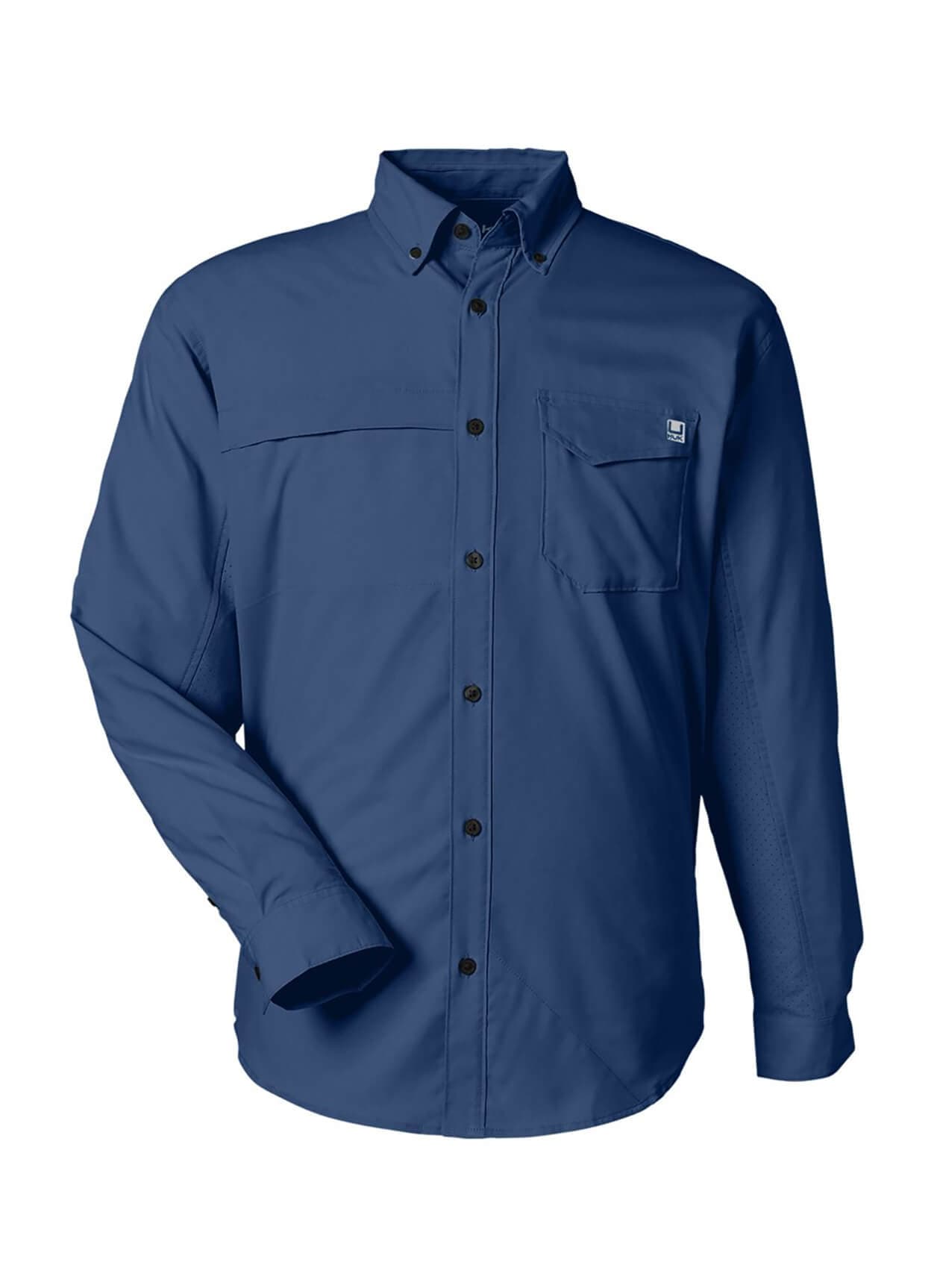HUK Men's Tide Point Pocket Fishing Shirt - Blue,Navy 3XL