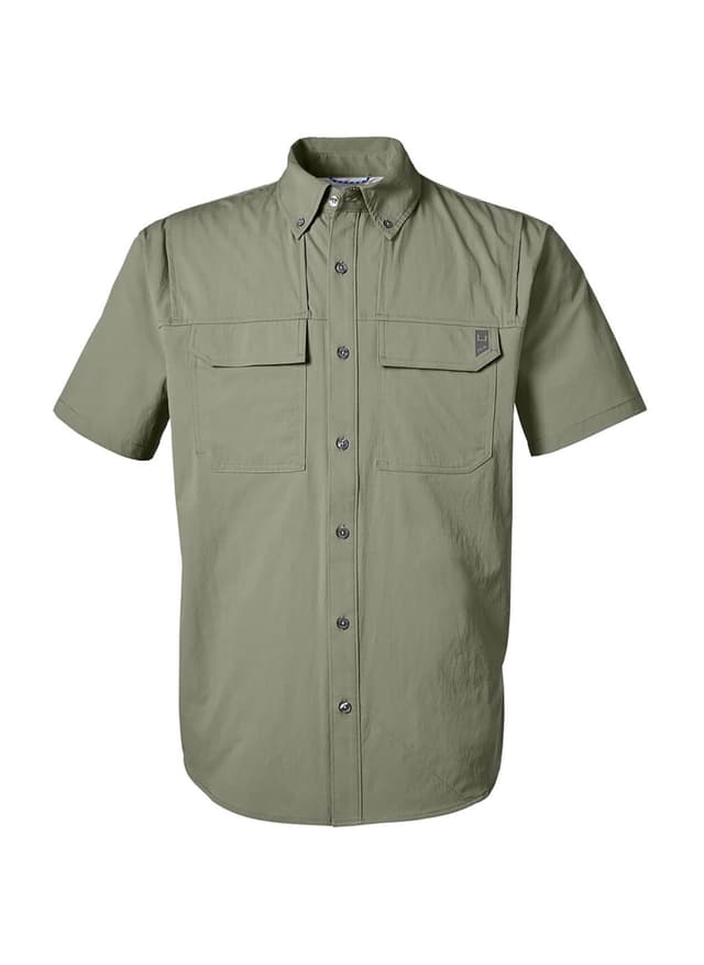 HUK Men's Creekbed Short-Sleeve Shirt - Green LG