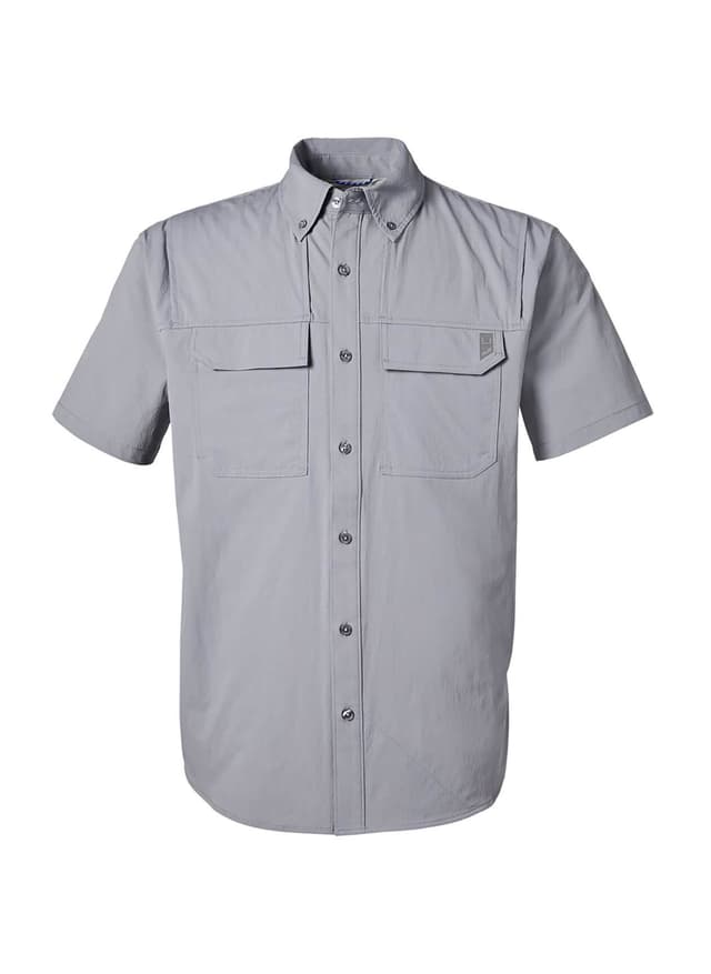 HUK Men's Creekbed Short-Sleeve Shirt - Dark Grey LG