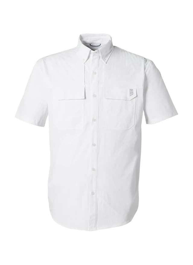 HUK Men's Creekbed Short-Sleeve Shirt - White LG