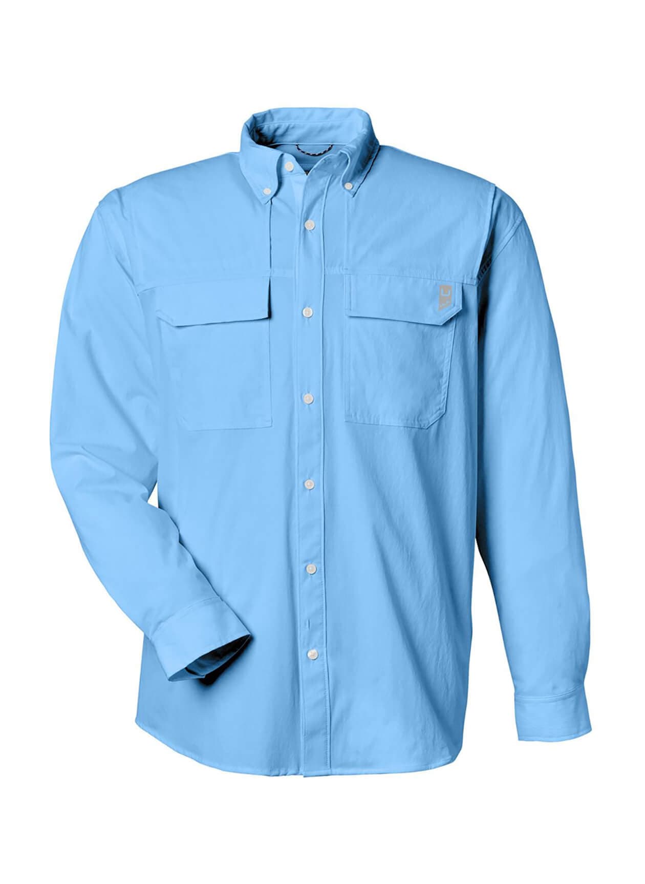 HUK Men's Creekbed Pocket Fishing Shirt - Cyan LG