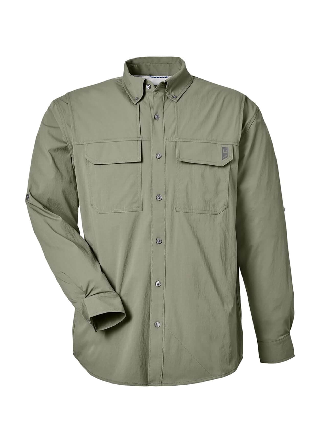 HUK Men's Creekbed Pocket Fishing Shirt - Green LG
