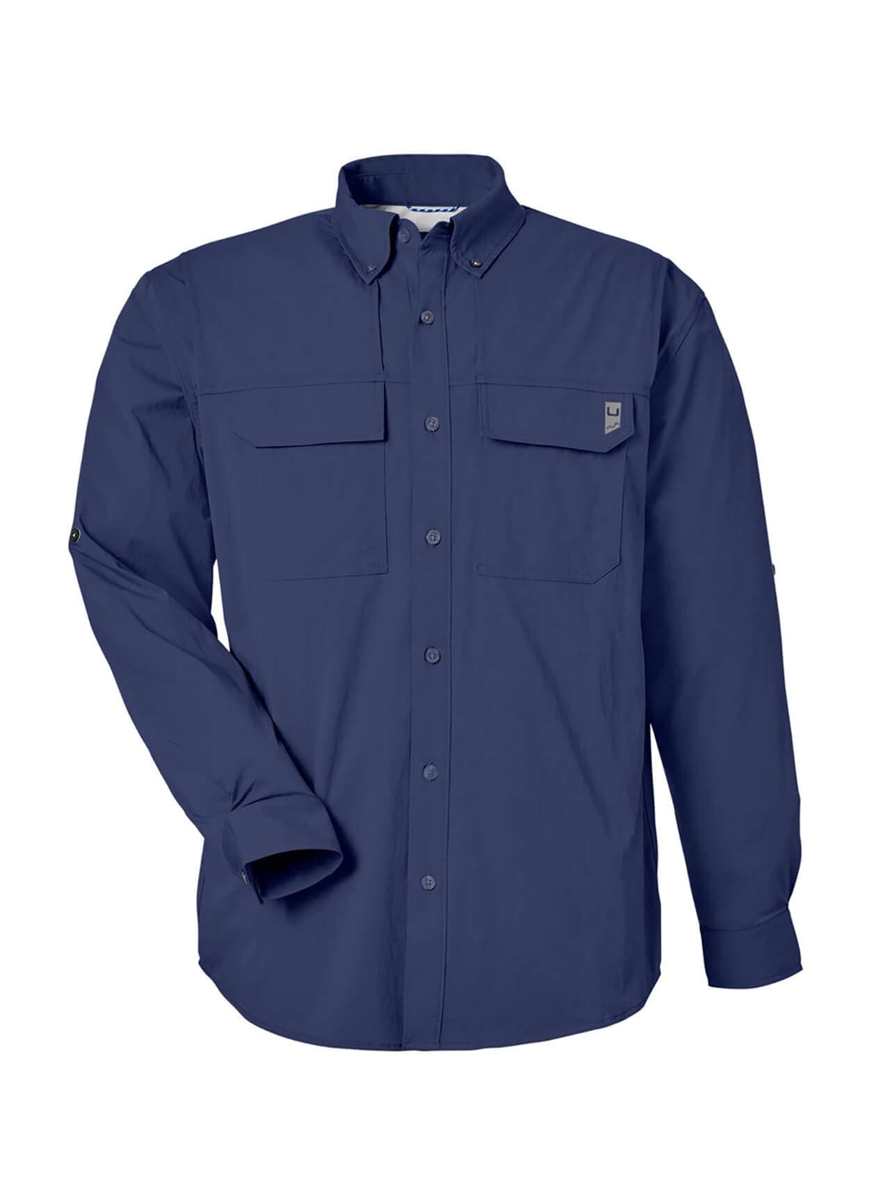 HUK Men's Creekbed Pocket Fishing Shirt - Navy LG