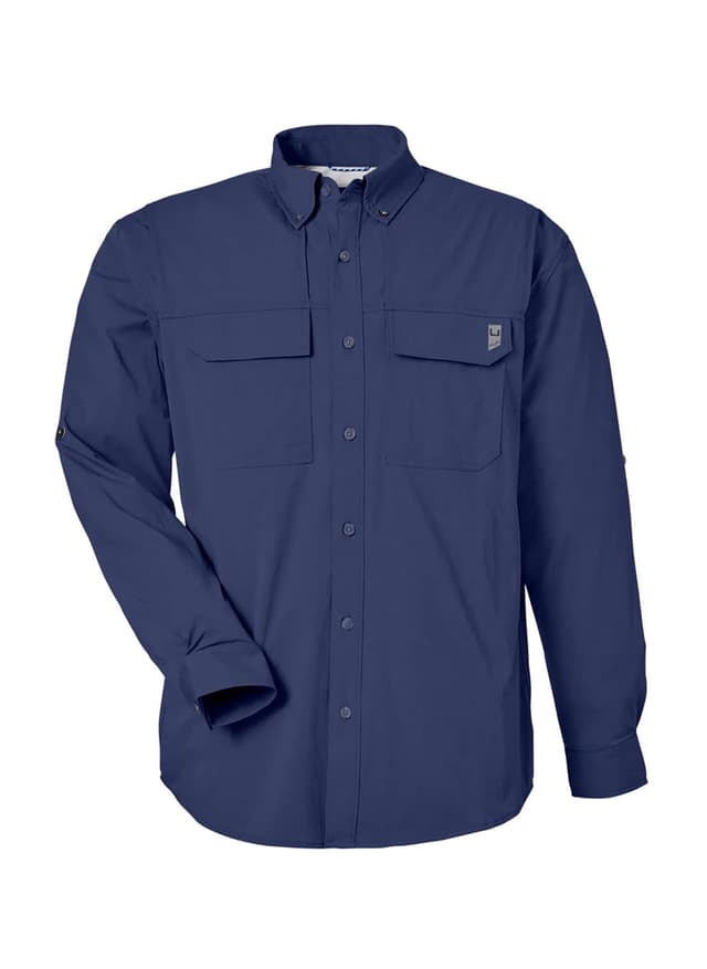 HUK Men's Creekbed Pocket Fishing Shirt - Navy LG