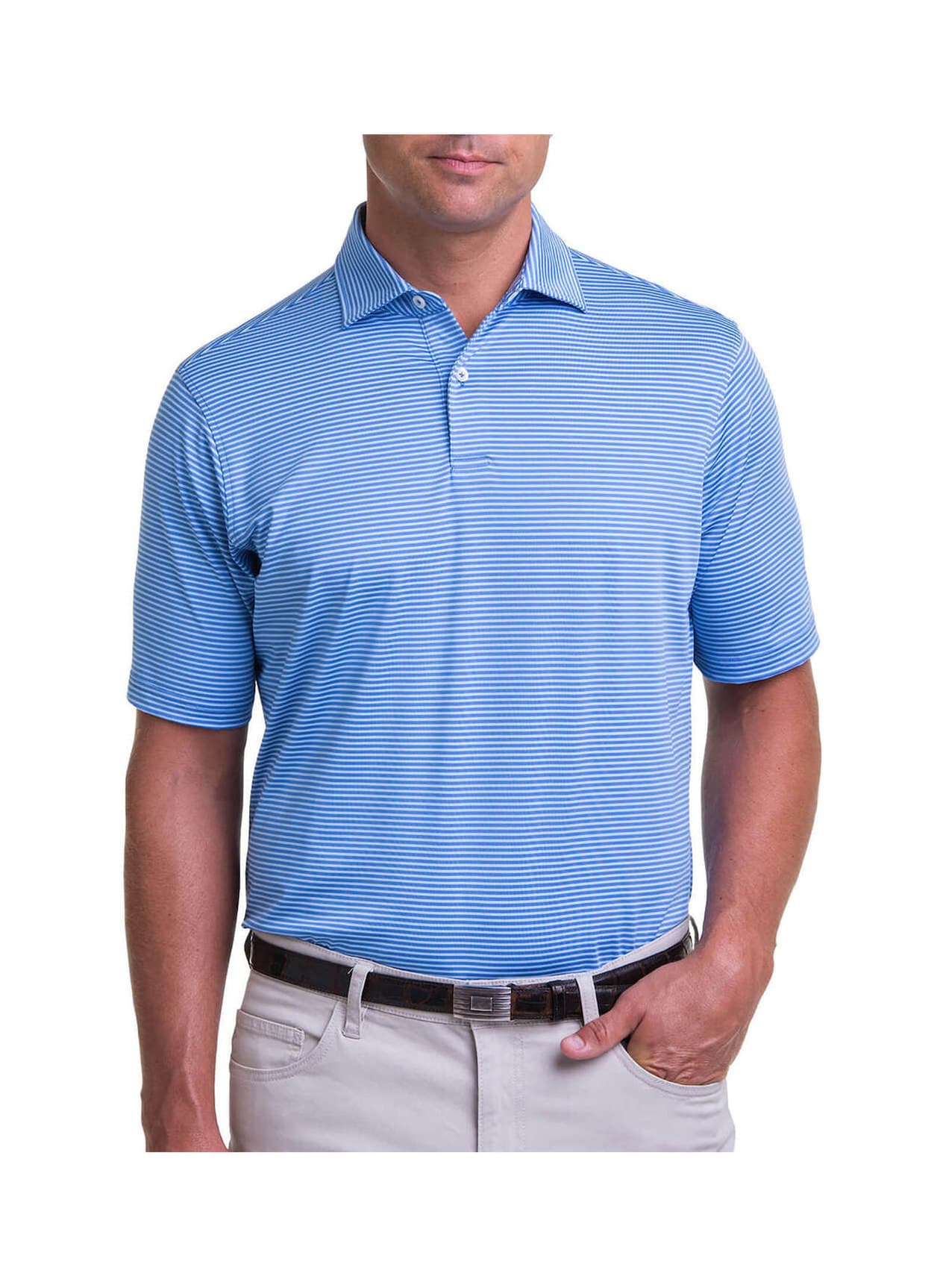 Fairway & Greene Men's Owens Stripe Polo - Baltic / Bluff 3XL