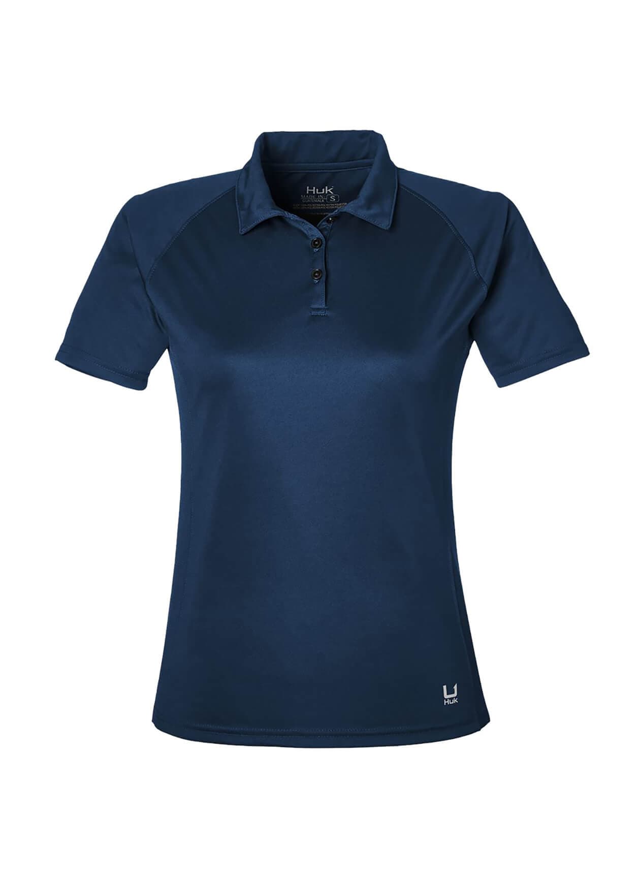 HUK Women's LoPro Solid Performance Polo - Navy LG