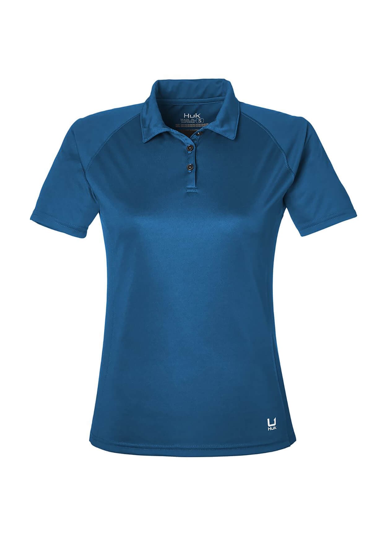 HUK Women's LoPro Solid Performance Polo - Blue LG
