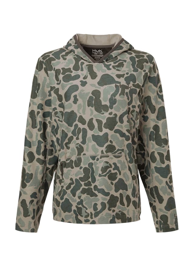 HUK Women's Coldfront+ KC Print Hoodie - Dark Grey LG