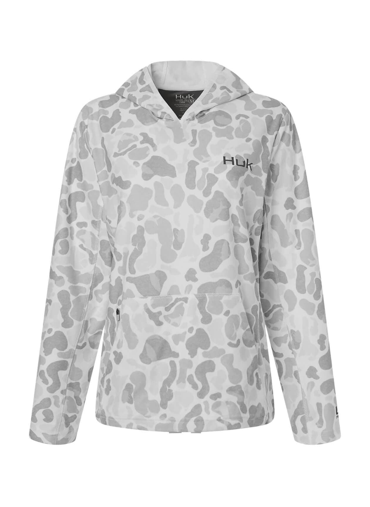 HUK Women's Coldfront+ KC Print Hoodie - White LG
