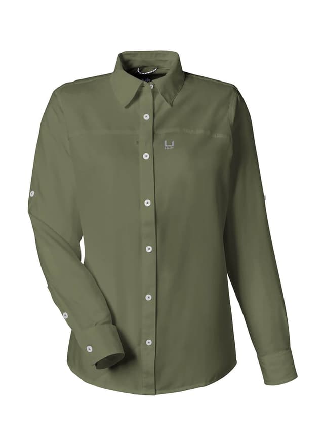 HUK Women's Tide Point Long Sleeve Shirt - Green LG
