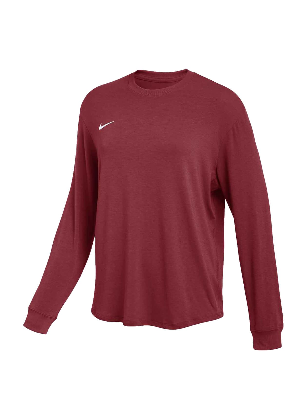 Nike Women's Relaxed Long-Sleeve T-Shirt - Team Crimson / White LG