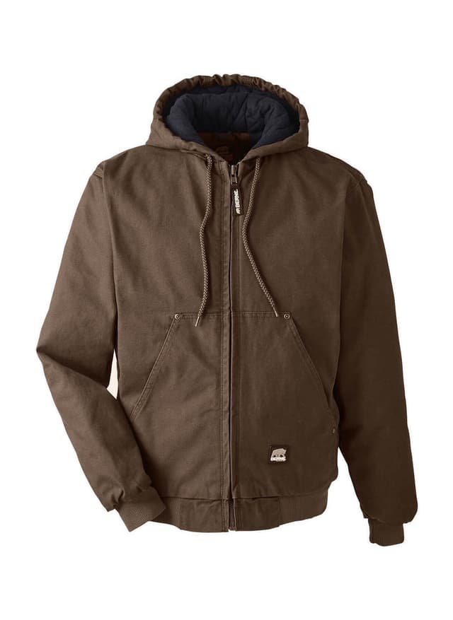 Berne Men's Highland Washed Cotton Duck Hooded Jacket - Bark (20) 3XL