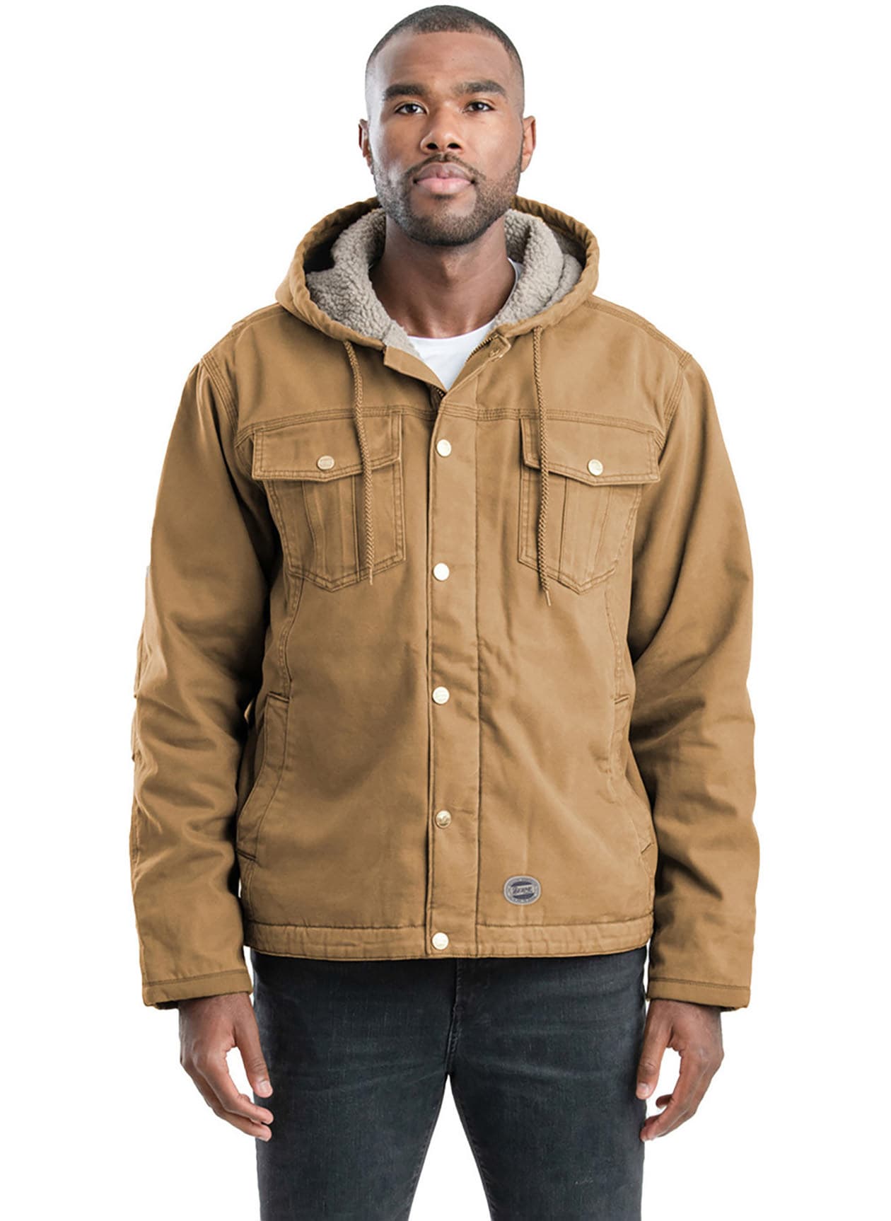Berne Men's Vintage Washed Sherpa-Lined Hooded Jacket - Brown Duck (BRD) 3XL