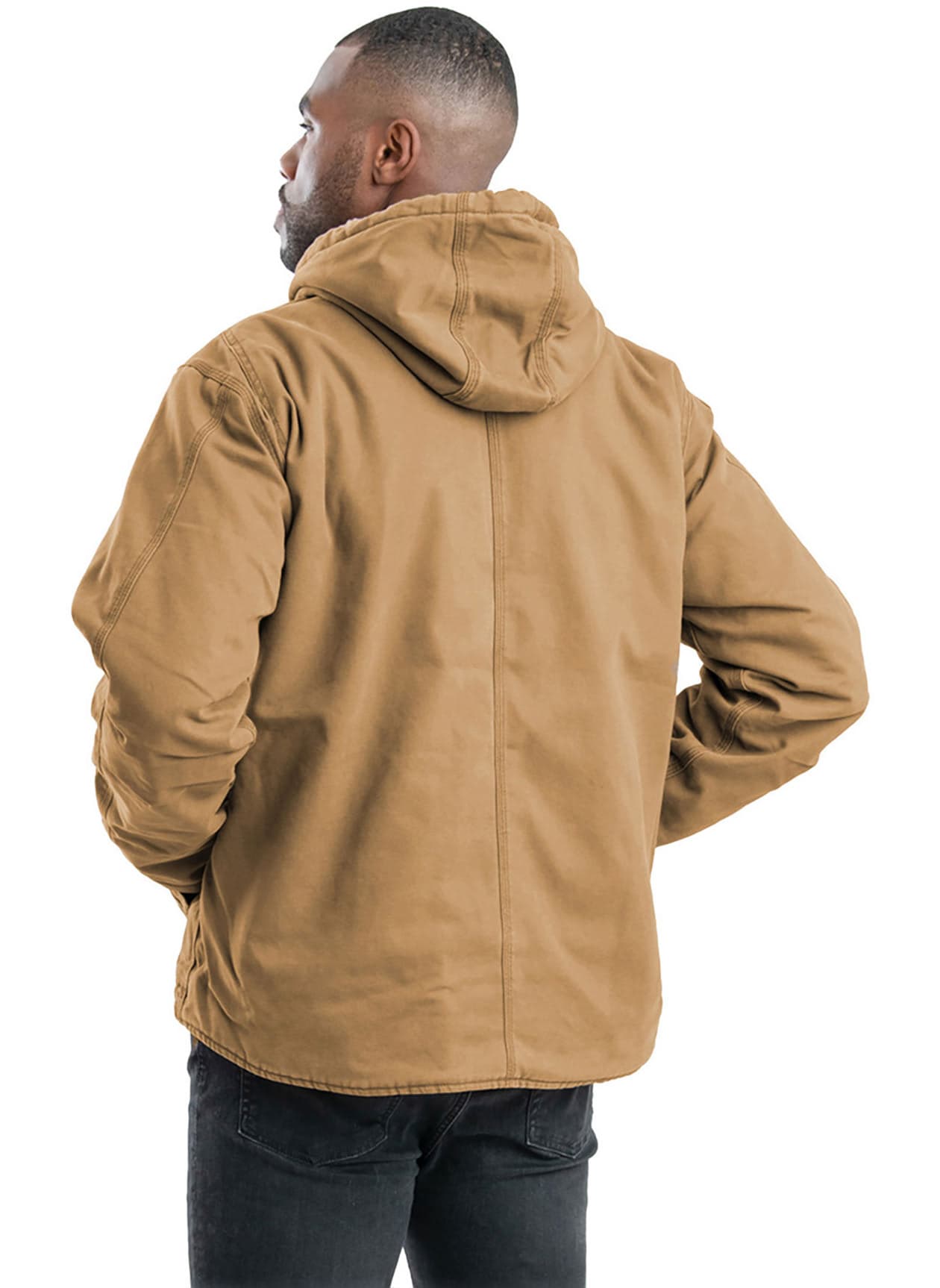 Berne Men's Vintage Washed Sherpa-Lined Hooded Jacket - Brown Duck (BRD) 3XL