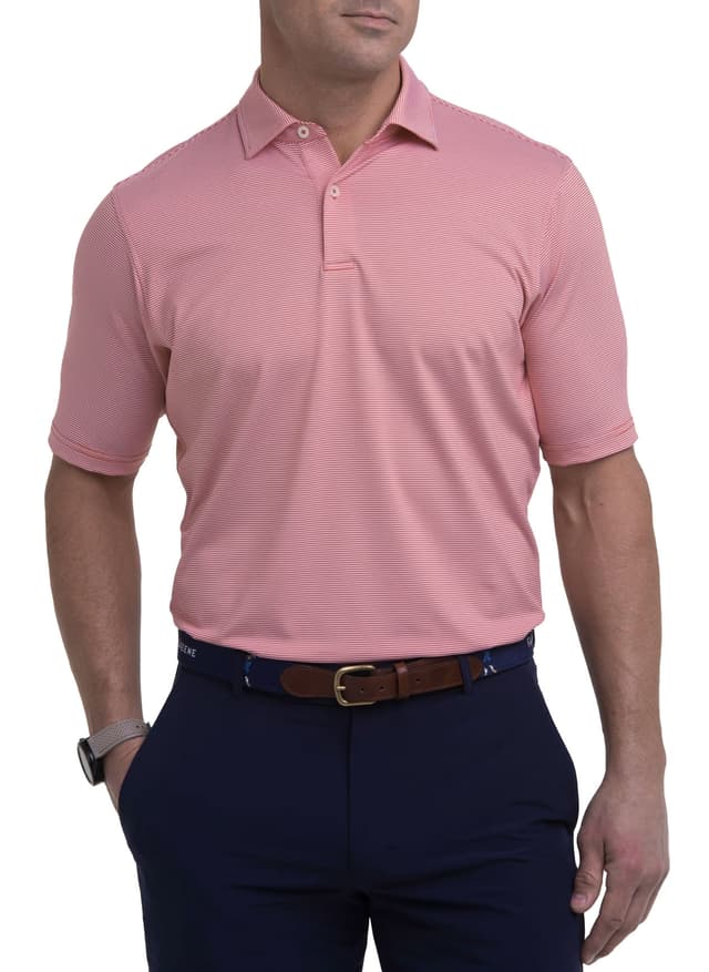Fairway & Greene Men's Mini Stripe Polo - Red 3XL
