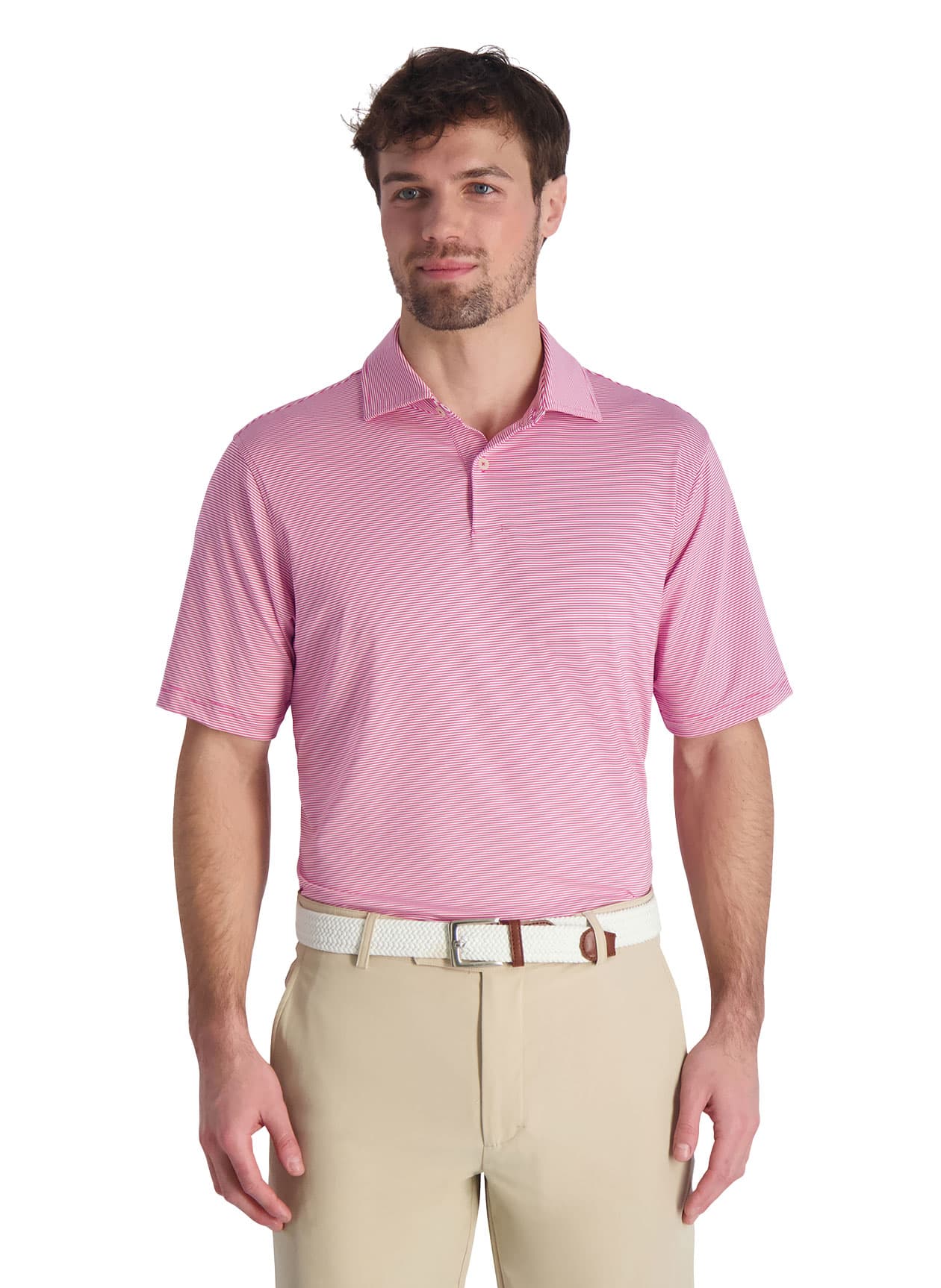 Fairway & Greene Men's Mini Stripe Polo - Spa Pink 3XL