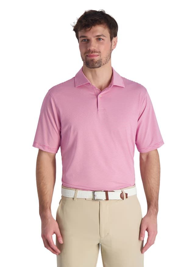 Fairway & Greene Men's Mini Stripe Polo - Spa Pink 3XL