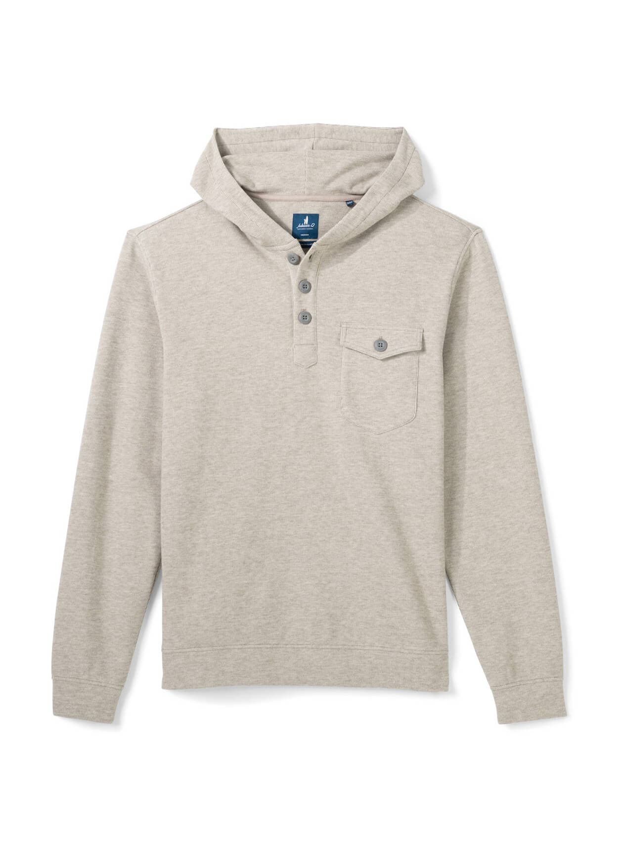 Johnnie-O Men's Button Henley Hoodie - White LG