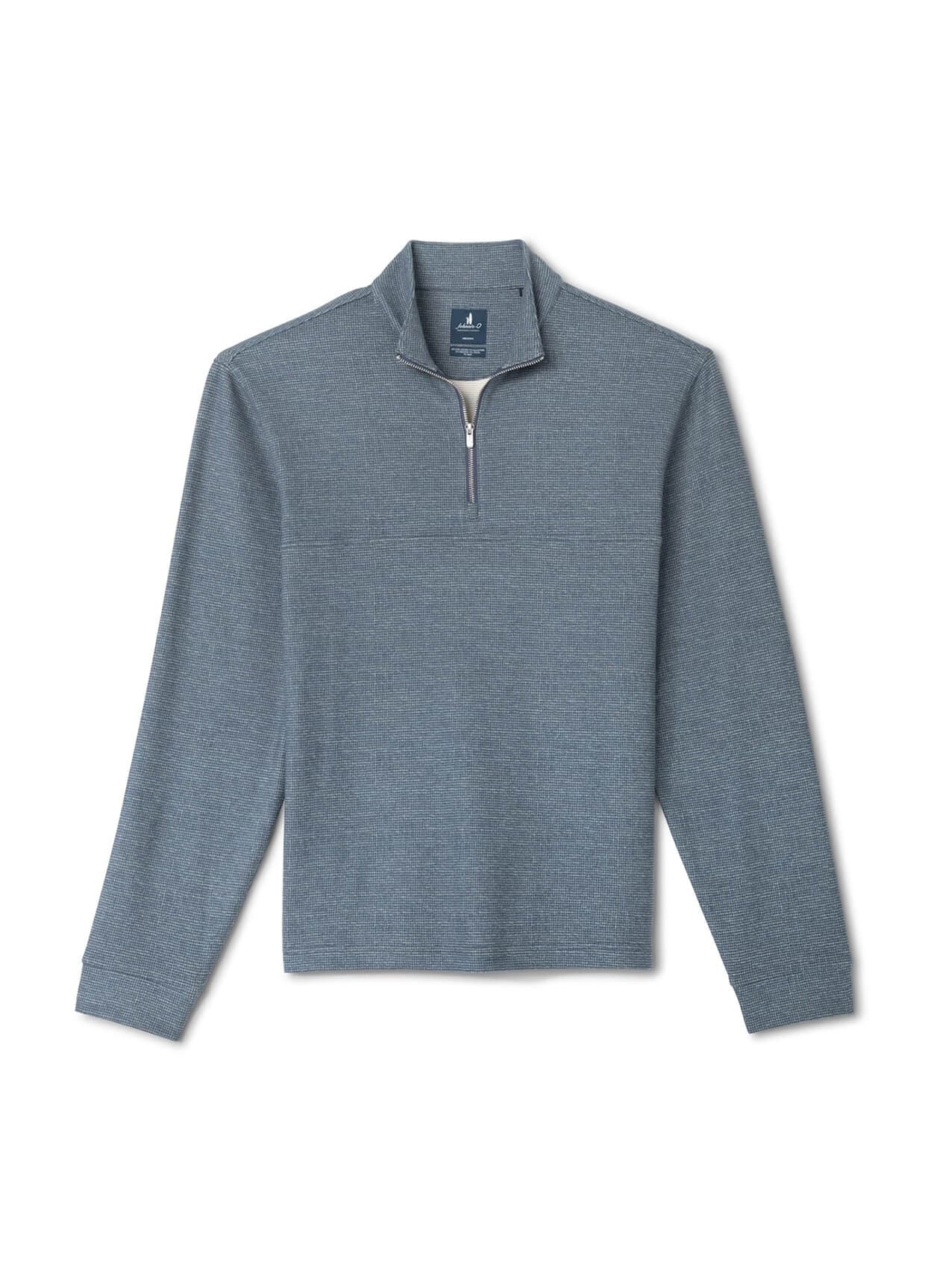 Johnnie-O Men's Mikey Printed Check Quarter-Zip - Cyan LG