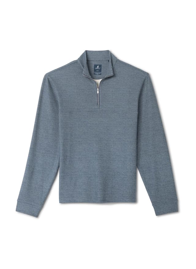 Johnnie-O Men's Mikey Printed Check Quarter-Zip - Cyan LG