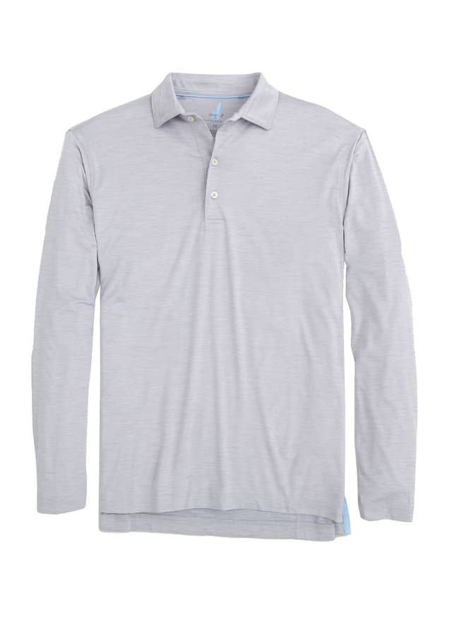Johnnie-O Men's Swing Featherweight Long-Sleeve Polo - Light Gray (LGRY) 3XL
