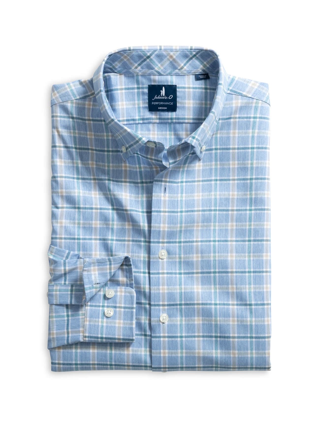 Johnnie-O Men's Basswood Plaid - Cyan LG