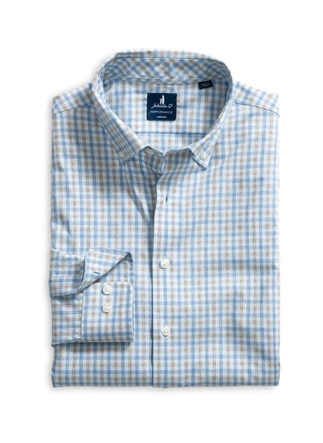 Johnnie-O Men's Chatham Gingham - Cyan LG