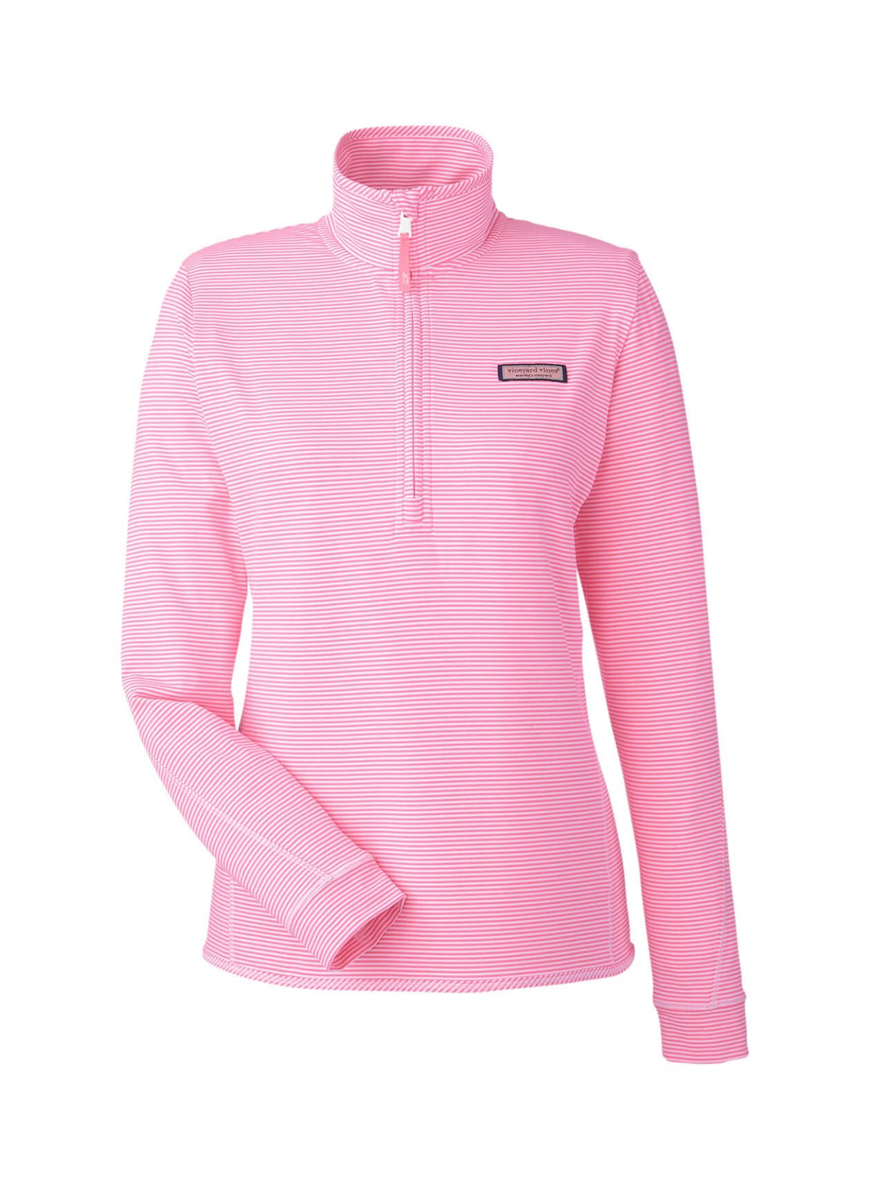 Vineyard Vines Women's Microstripe Sankaty Half-Zip - Dark Grey LG