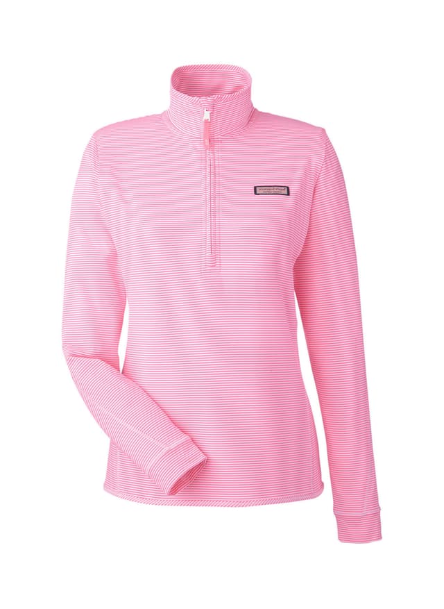 Vineyard Vines Women's Microstripe Sankaty Half-Zip - Dark Grey LG