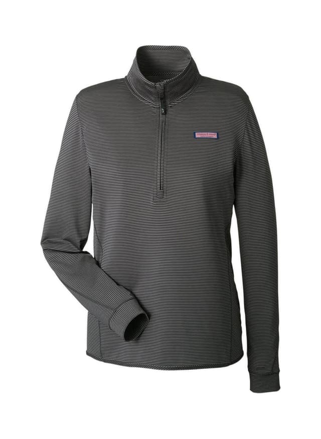 Vineyard Vines Women's Microstripe Sankaty Half-Zip - Navy,Black LG