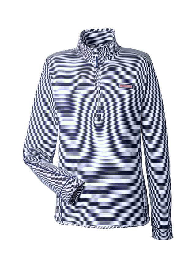 Vineyard Vines Women's Microstripe Sankaty Half-Zip - Red LG