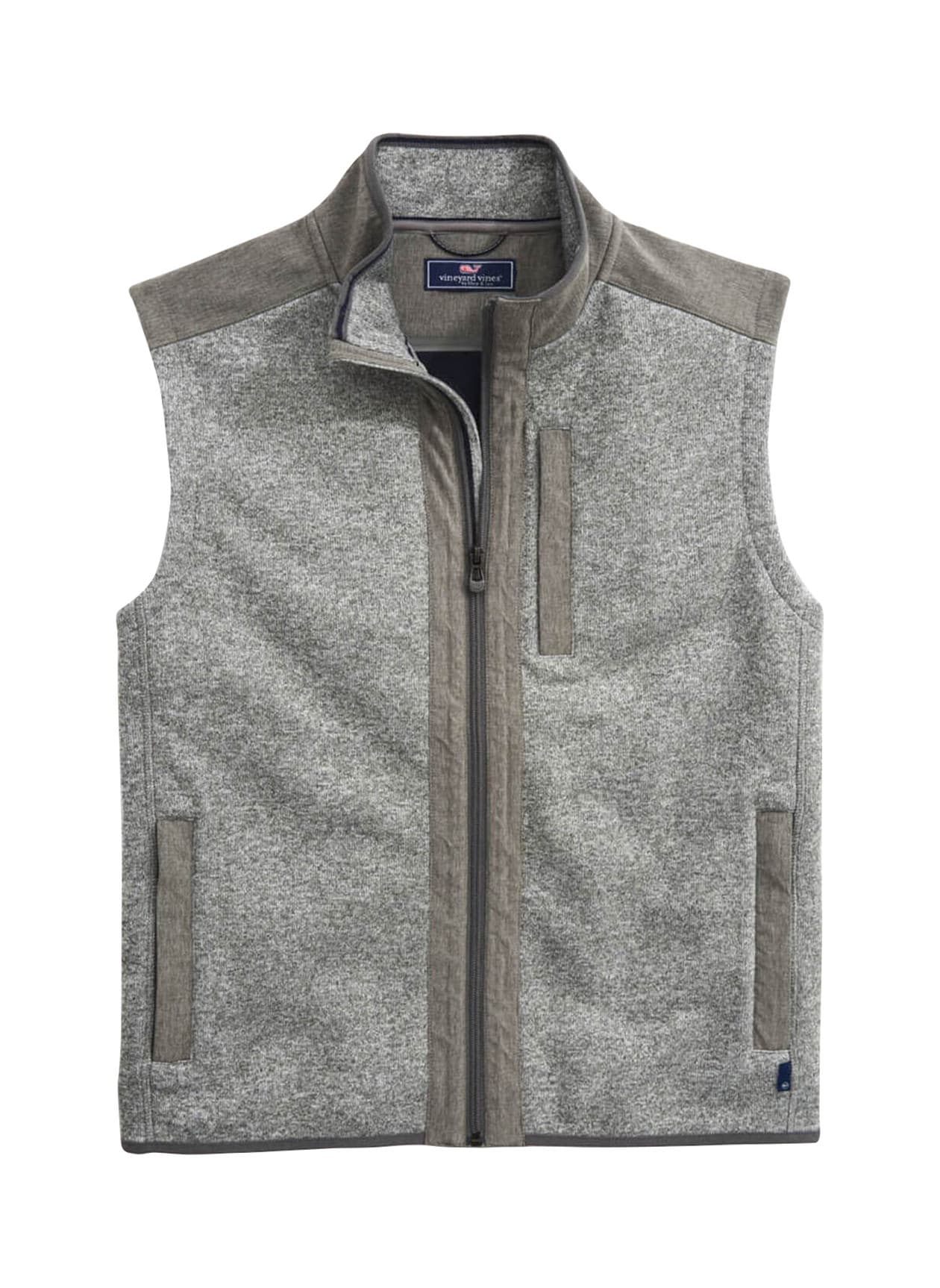 Vineyard Vines Men's Mountain Fleece Sweater Vest - Blue,Light Grey LG