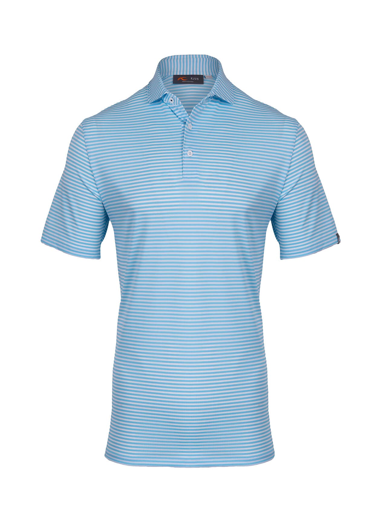 Kjus Men's Lee Stripe Polo Short Sleeve - S26 - Poolside / White (K0099911) 3XL