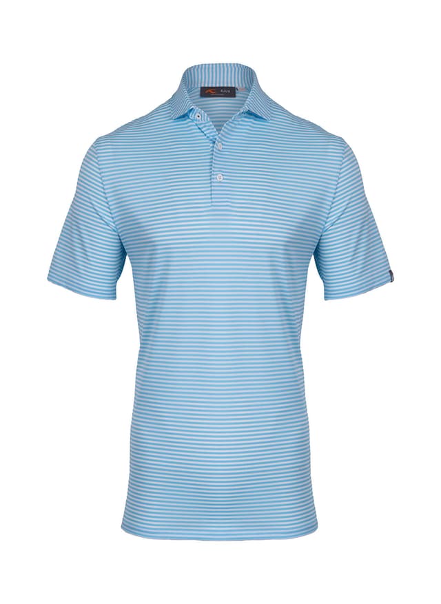 Kjus Men's Lee Stripe Polo Short Sleeve - S26 - Poolside / White (K0099911) 3XL