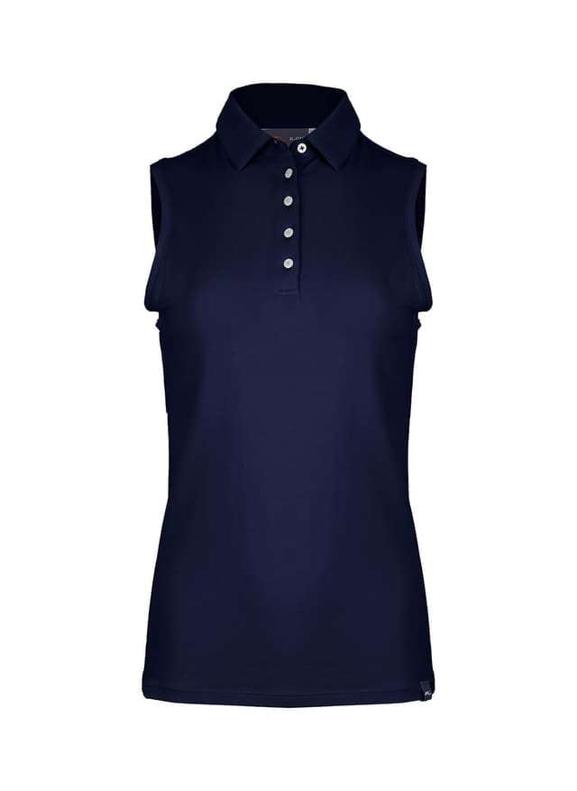 Kjus Women's Hollow Pima Polo Sleeveless - S26 - Navy LG