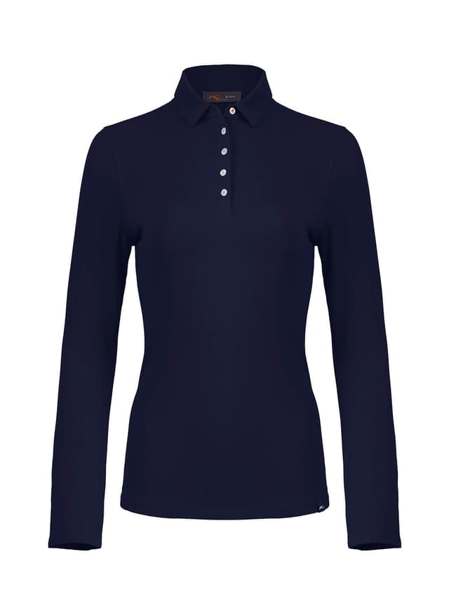Kjus Women's Hollow Pima Polo Long Sleeve - S26 - Navy LG