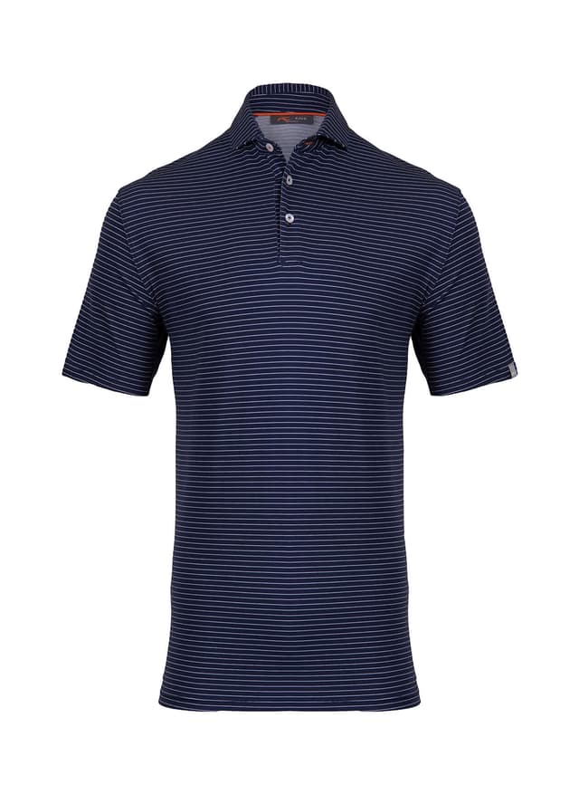 Kjus Men's Hollow Pima Stripe Polo Short Sleeve - S26 - Atlanta Blue / White (K0122602) 3XL