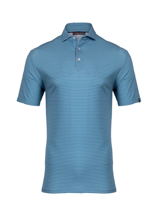 Kjus Men's Hollow Pima Stripe Polo Short Sleeve - S26 - Atlas Blue / White 3XL