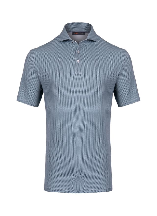 Kjus Men's Hollow Pima Print Polo Short Sleeve - S26 - Riverbank / White 3XL