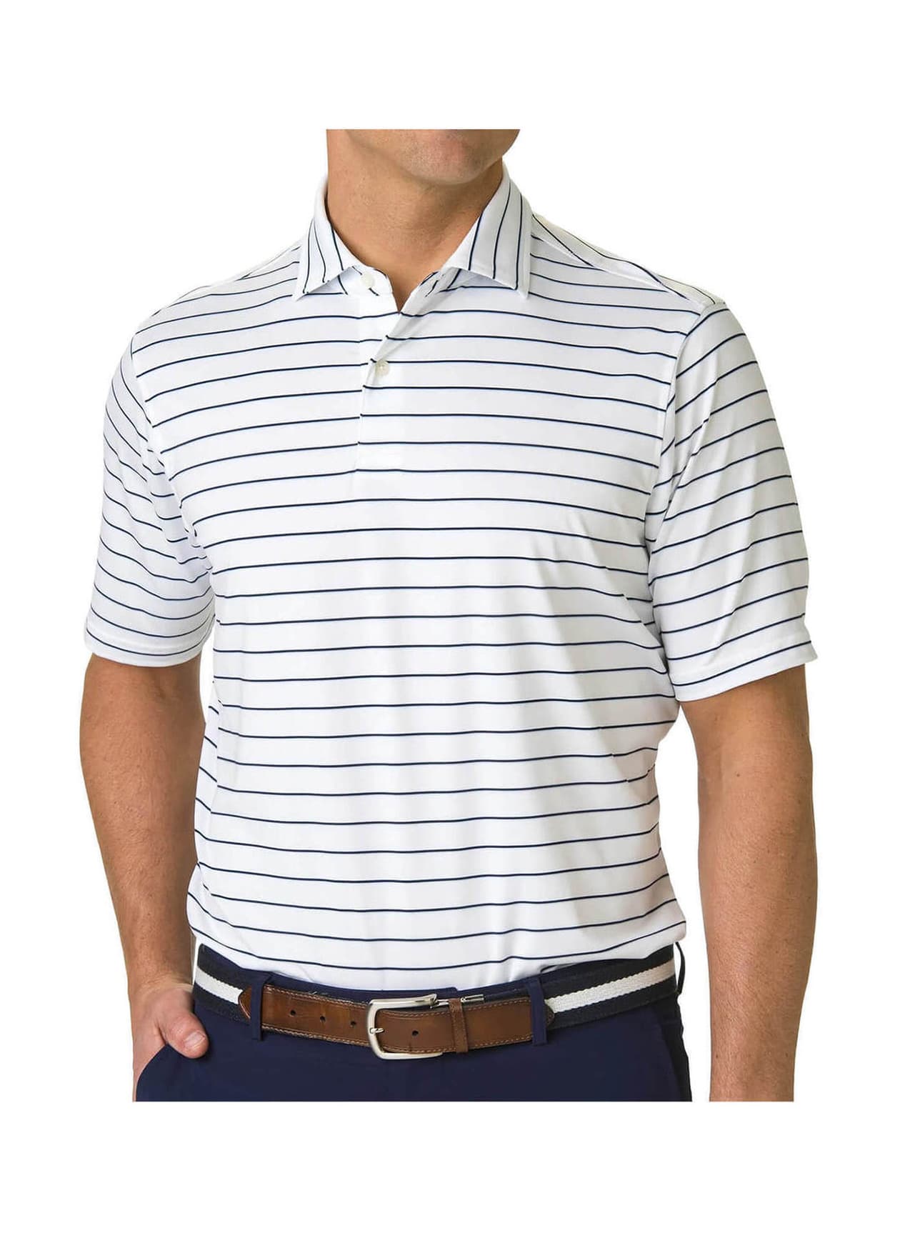 Fairway & Greene Men's Faxon Stripe Polo - White LG