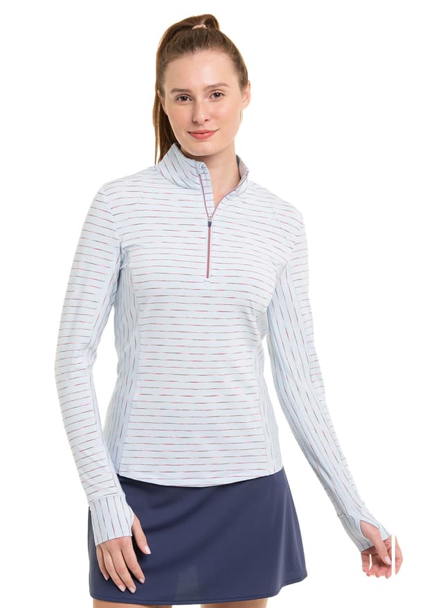 Zero Restriction Women's Renae Quarter-Zip Mock Neck - Cloud / Chili LG