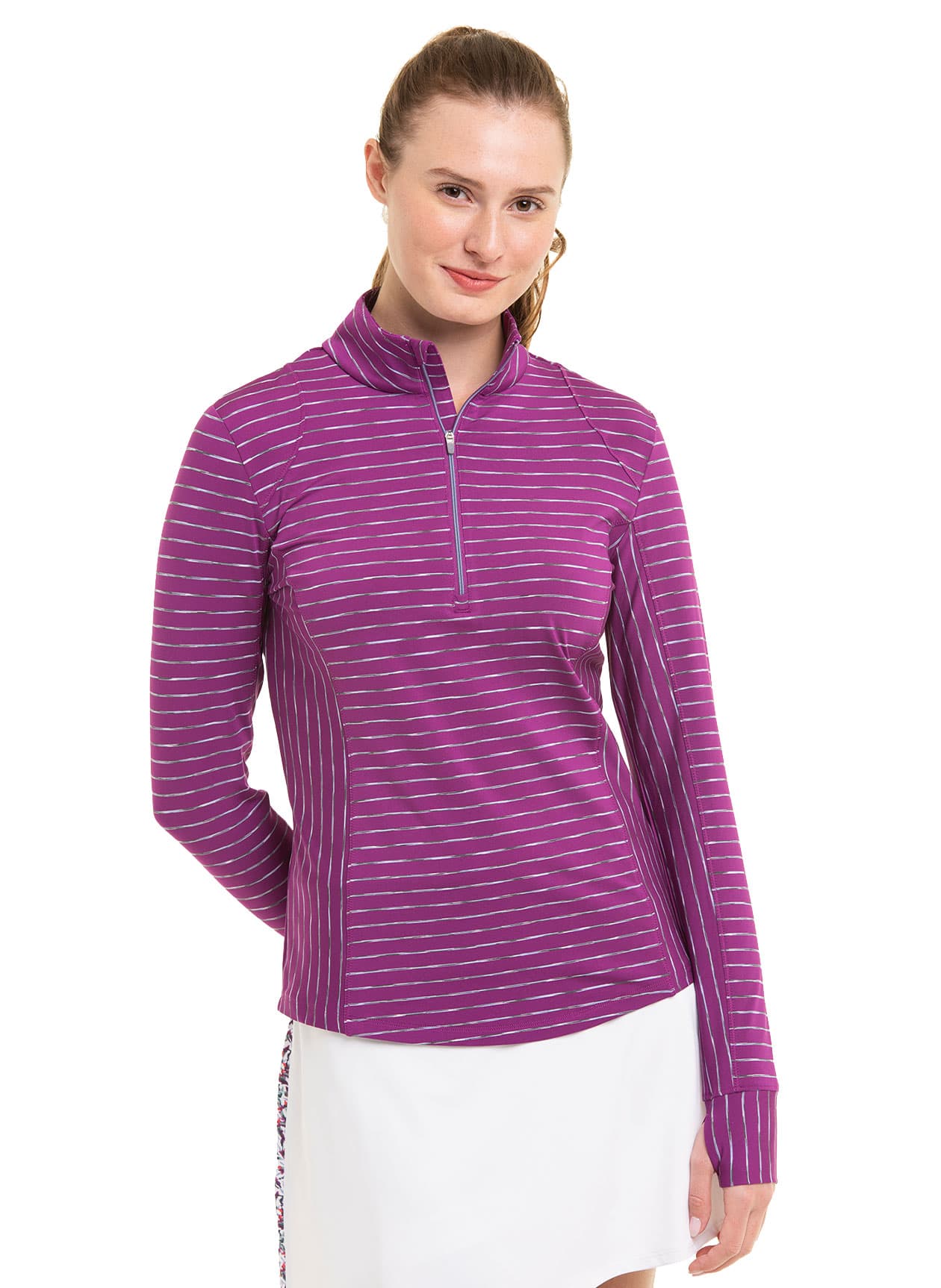 Zero Restriction Women's Renae Quarter-Zip Mock Neck - Bejeweled LG
